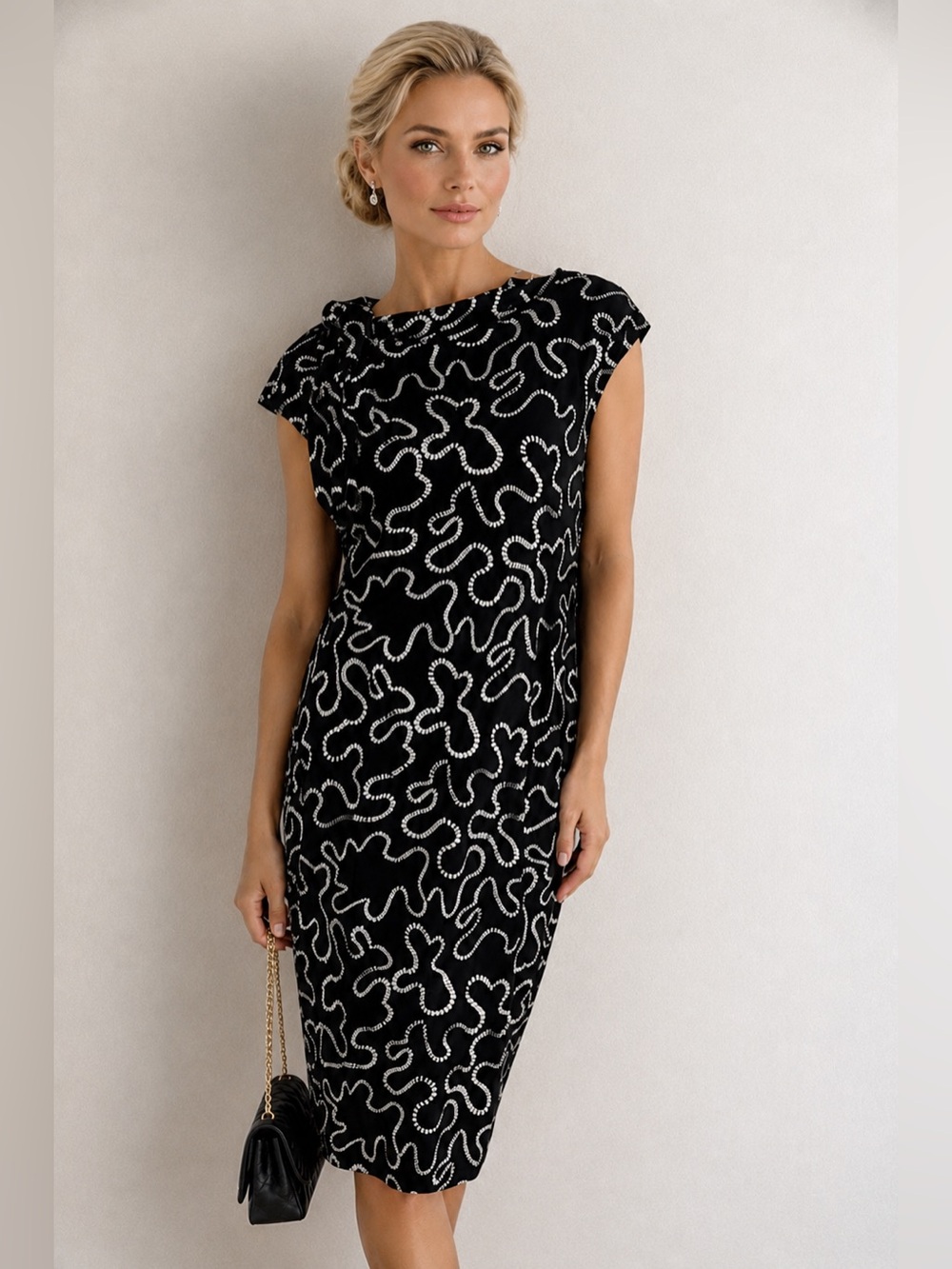 Matti Mamane Black & White Abstract Dress Medium